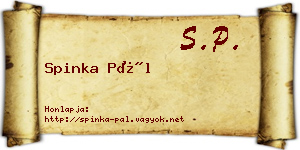 Spinka Pál névjegykártya